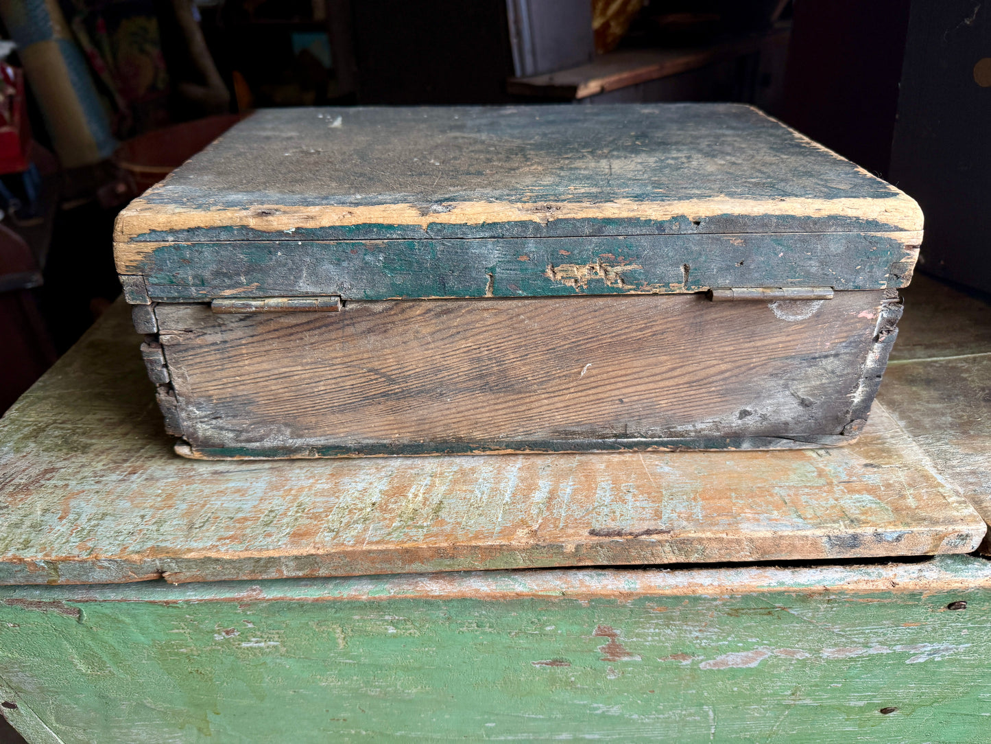 Early Document Box in Original Green Paint