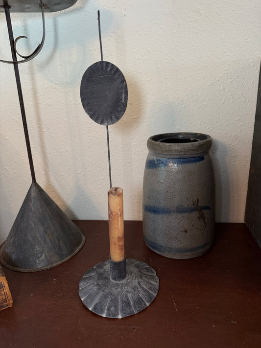 Reproduction Tall Tin Candleholder with Candle