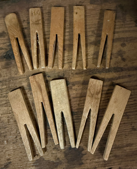 Mid-1800s Early Wooden Clothespins (Set of 10)
