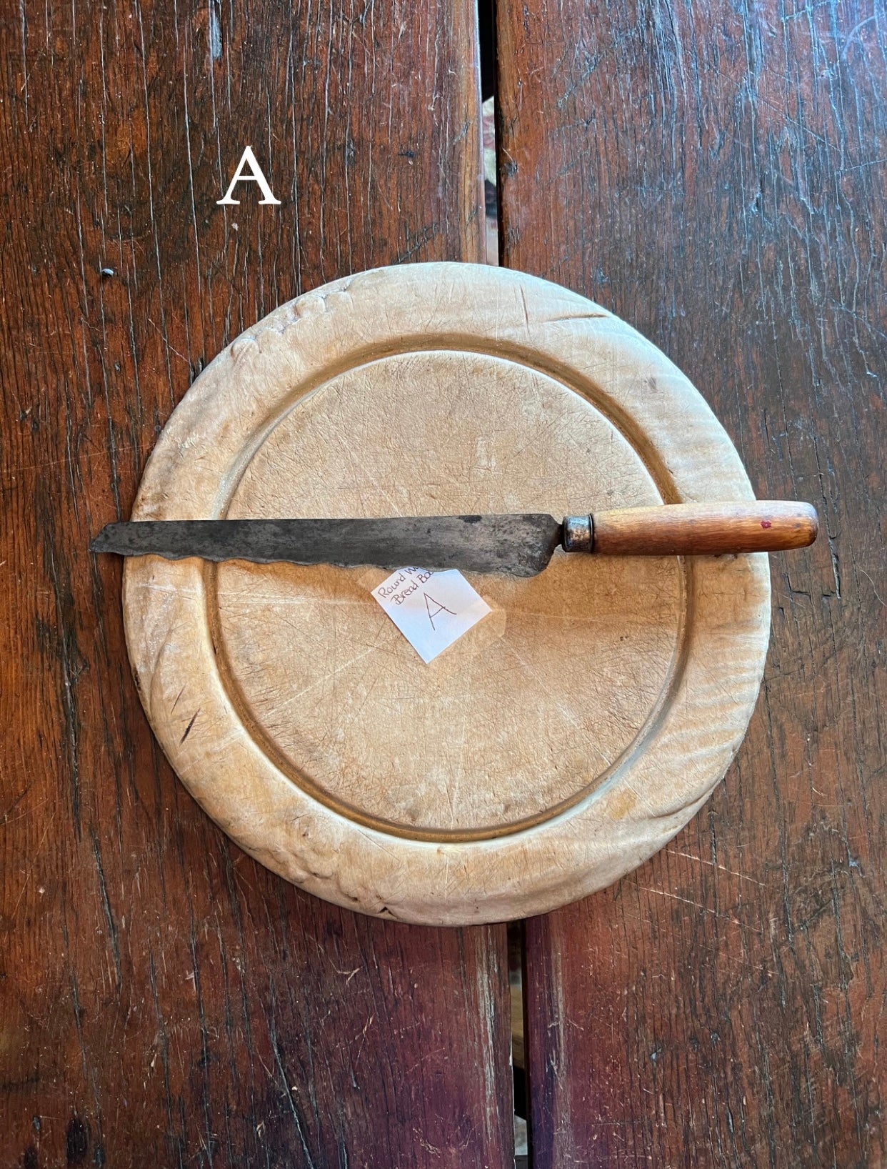 Antique Round Bread Boards with knives (3 Options)