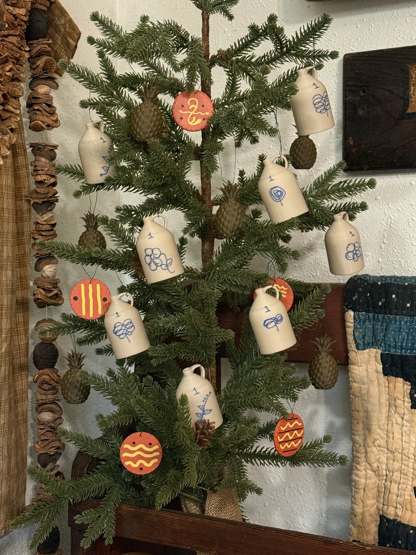 Set of 10 Miniature Faux Redware Plate Ornaments