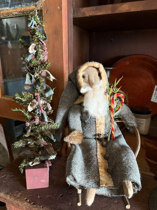Primitive Santa with Tree & Twig Chair Set