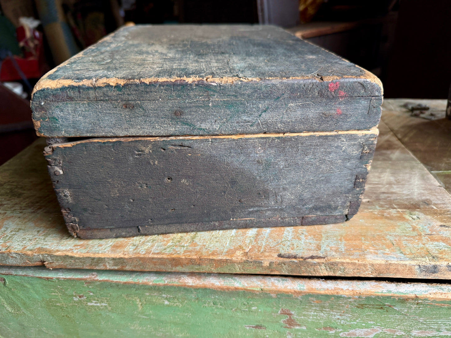Early Document Box in Original Green Paint