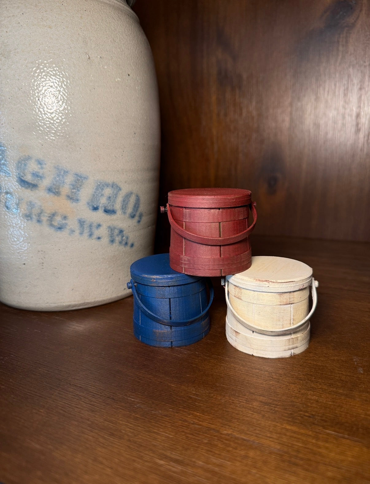 Set of 3 Red, White & Blue Firkin Ornaments