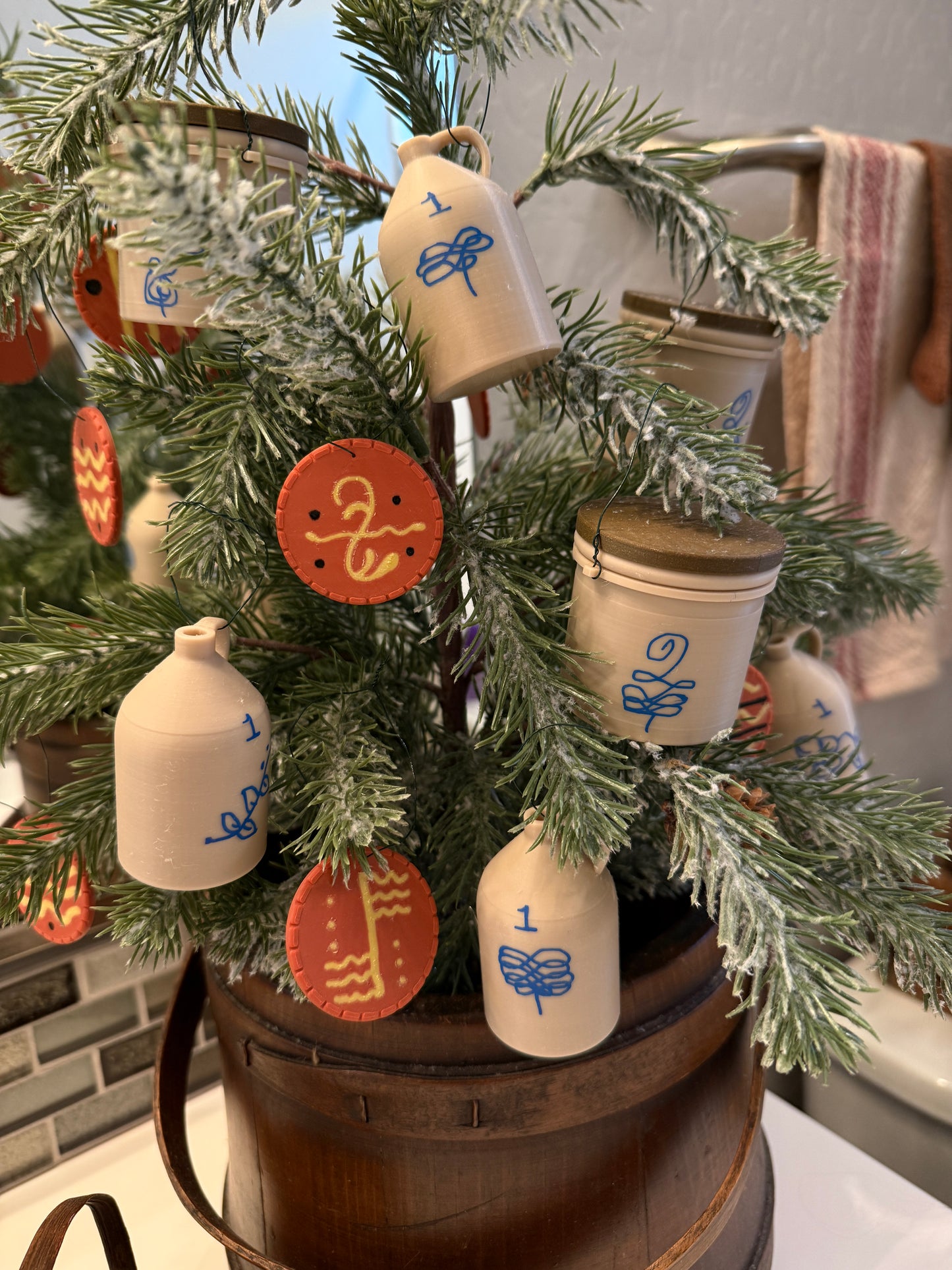 Set of 3 Miniature Crock Ornaments with Stacking Lids
