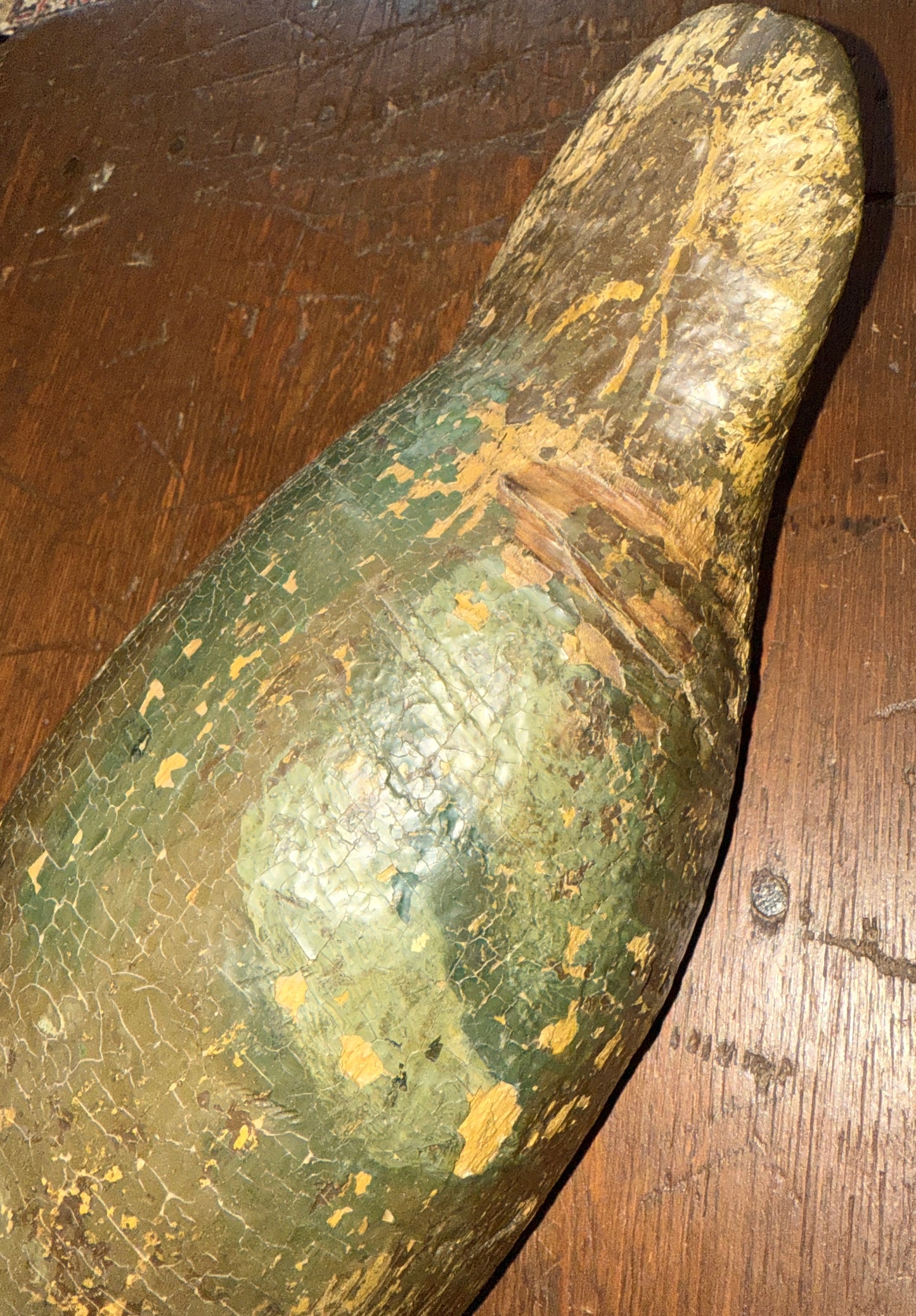 Early 1900s Mason Duck Decoy With Early Green and Brown Paint
