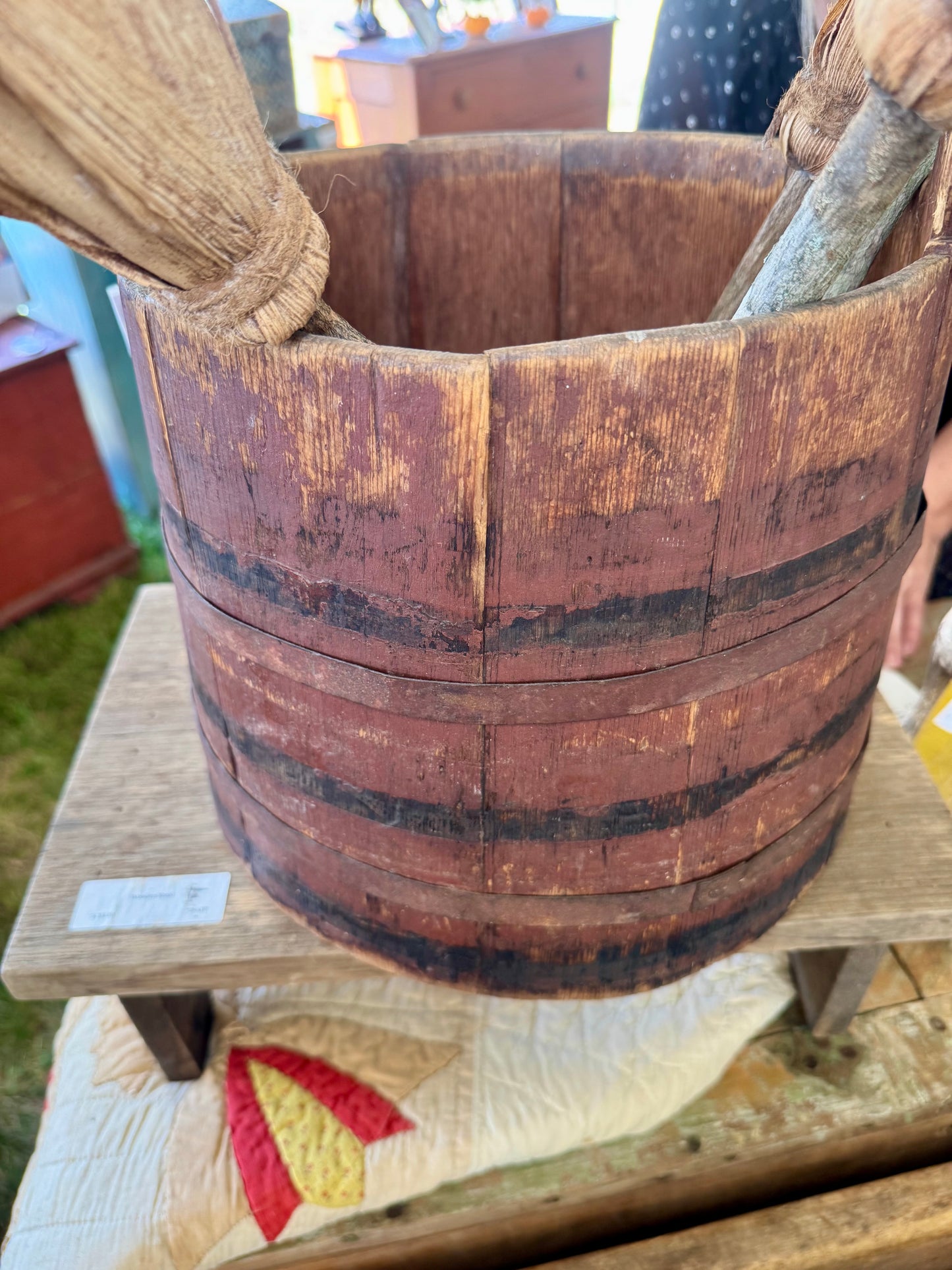 Early Water Bucket in Original Red Paint
