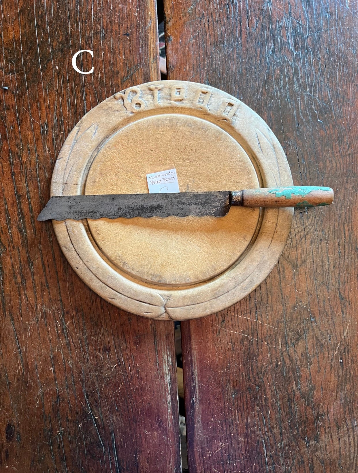 Antique Round Bread Boards with knives (3 Options)