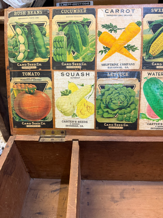 Antique Wooden Seed Box with Original Seed Labels