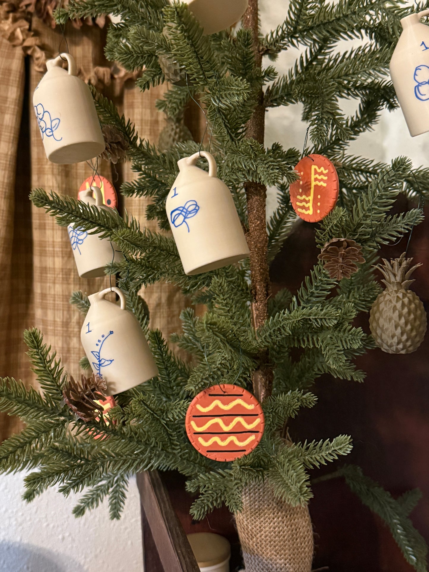 Set of 10 Miniature Faux Redware Plate Ornaments