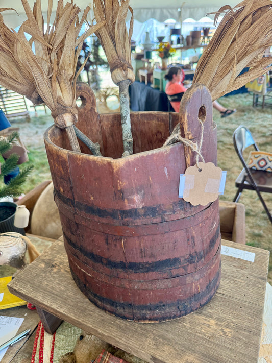 Early Water Bucket in Original Red Paint