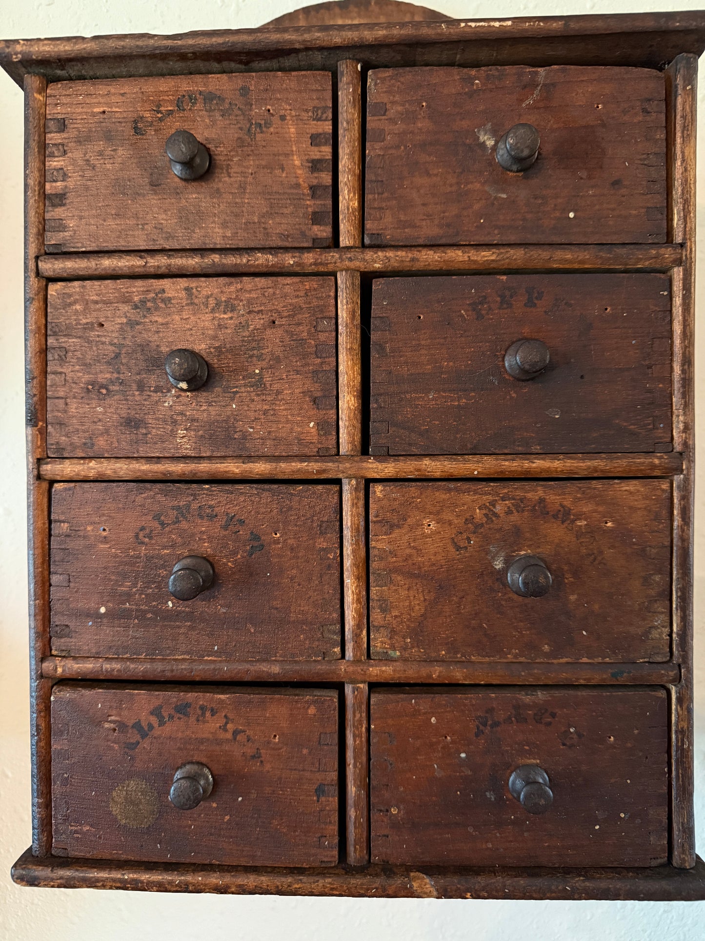 Beautiful Early Antique 8-Drawer Spice Cabinet