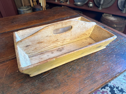 Mid to Late 1800s Divided Tote with Original Buttermilk Yellow Paint