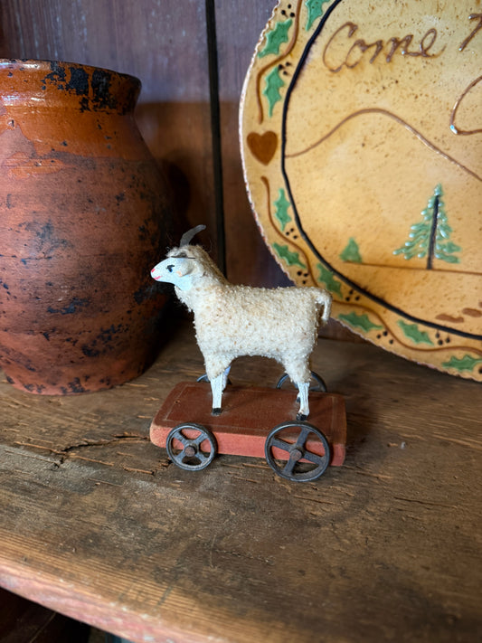 Putz Ram on Red Cart Pull Toy