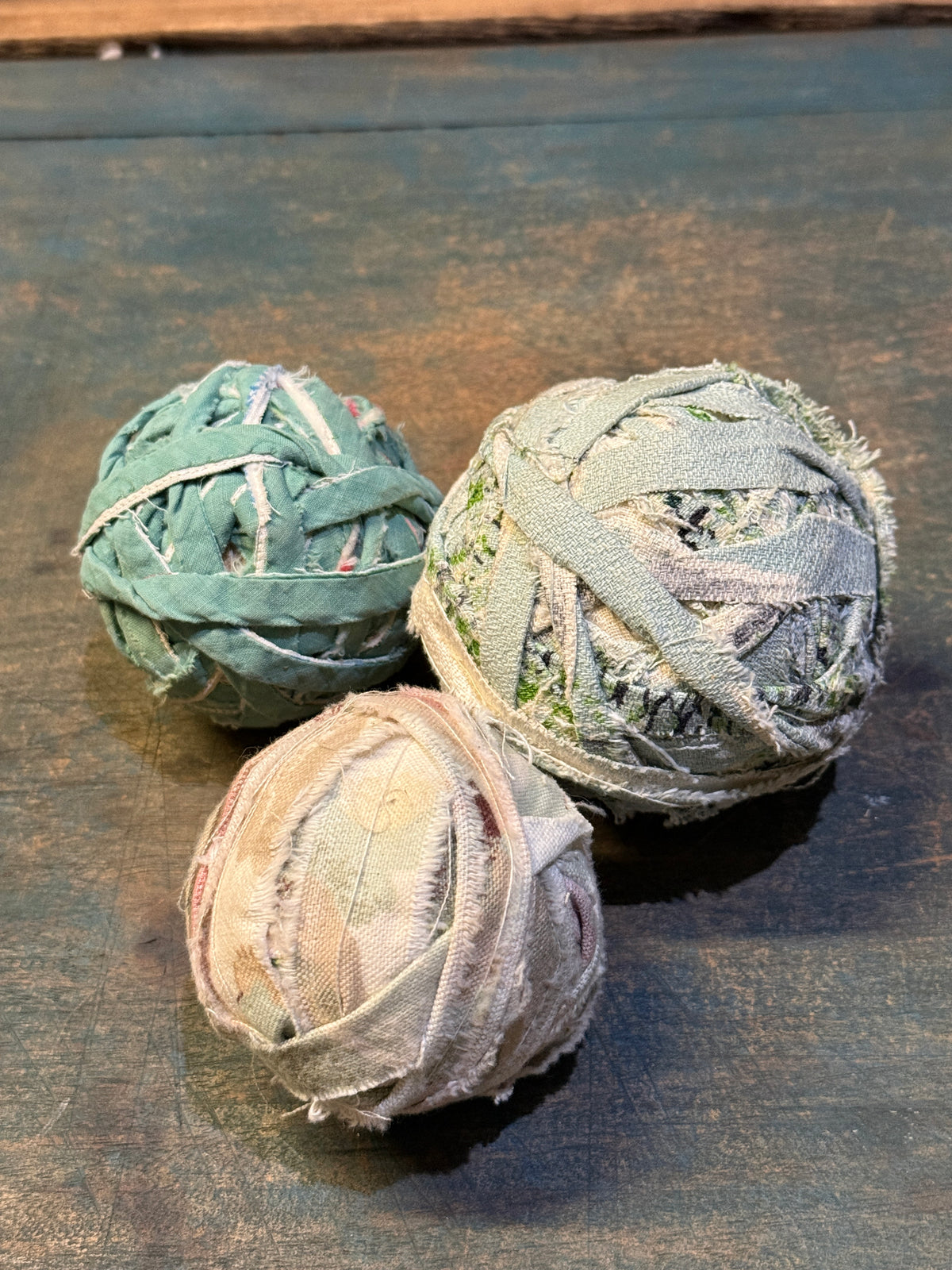 Set of 3 Rag Balls in Green