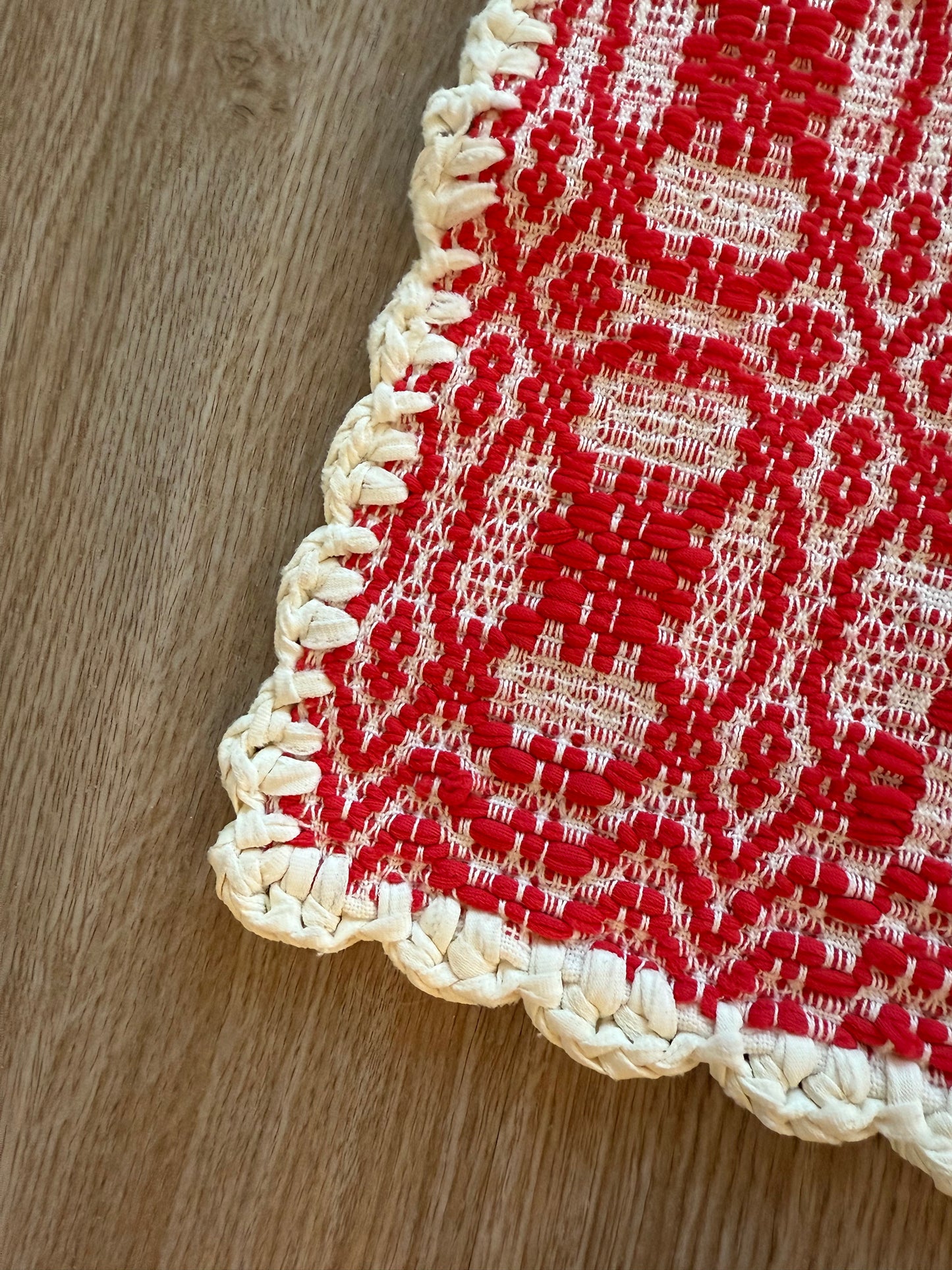 Red & Cream Reversible Antique Crib Coverlet