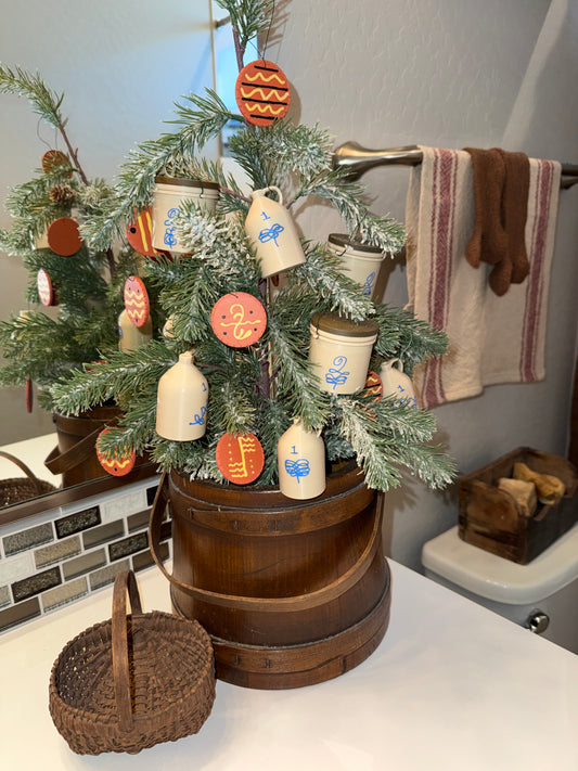 Set of 3 Miniature Crock Ornaments with Stacking Lids