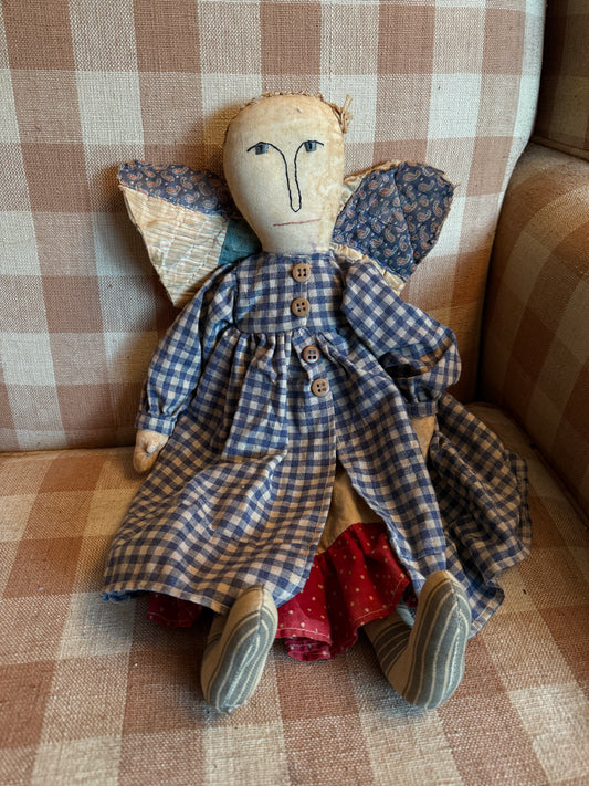 Primitive Gingham Angel Doll