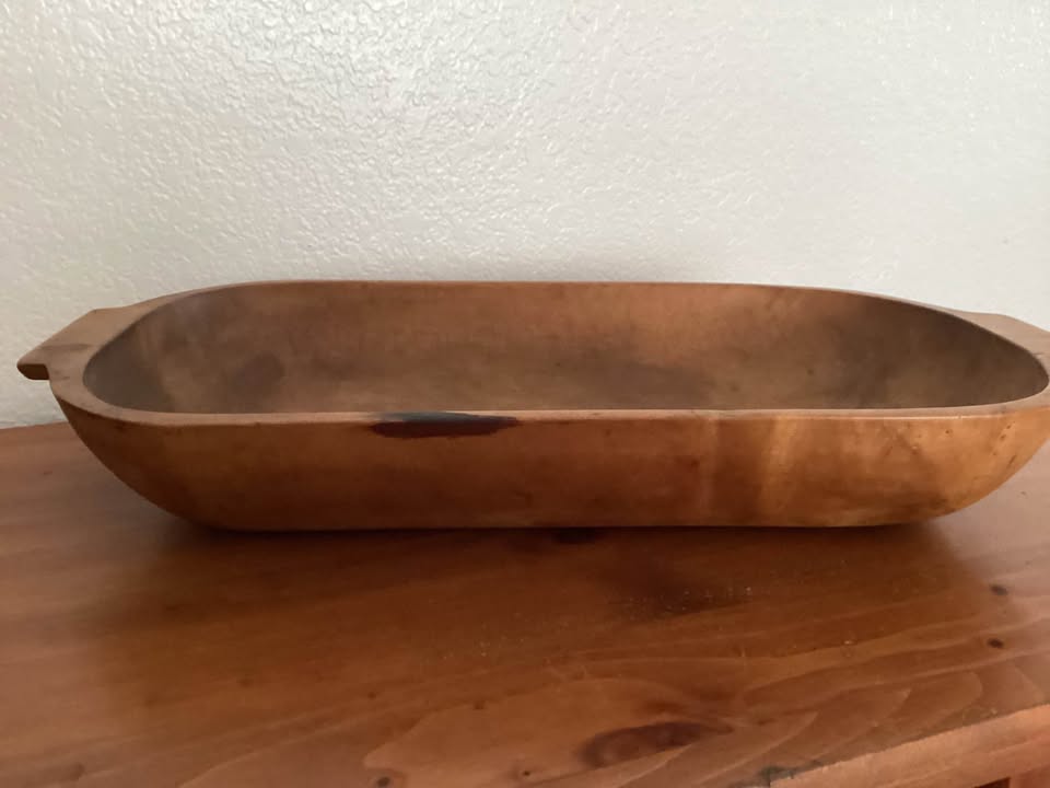 Late 19th Century to Early 20th Century Trench/Dough Bowl with Wooden Scoop/ Paddle