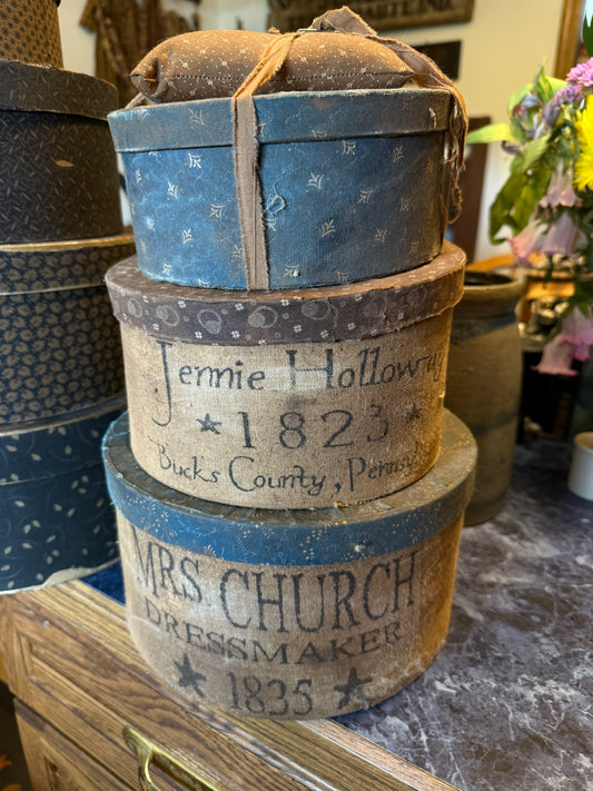 Primitive Fabric Covered Boxes with Pin Keep (Set of 3)