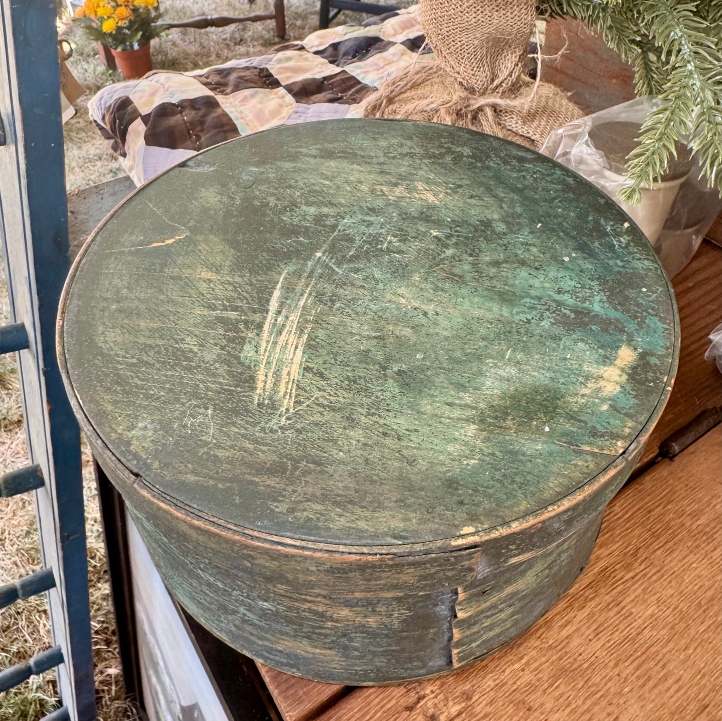 Early Pantry Box in Original Green Paint