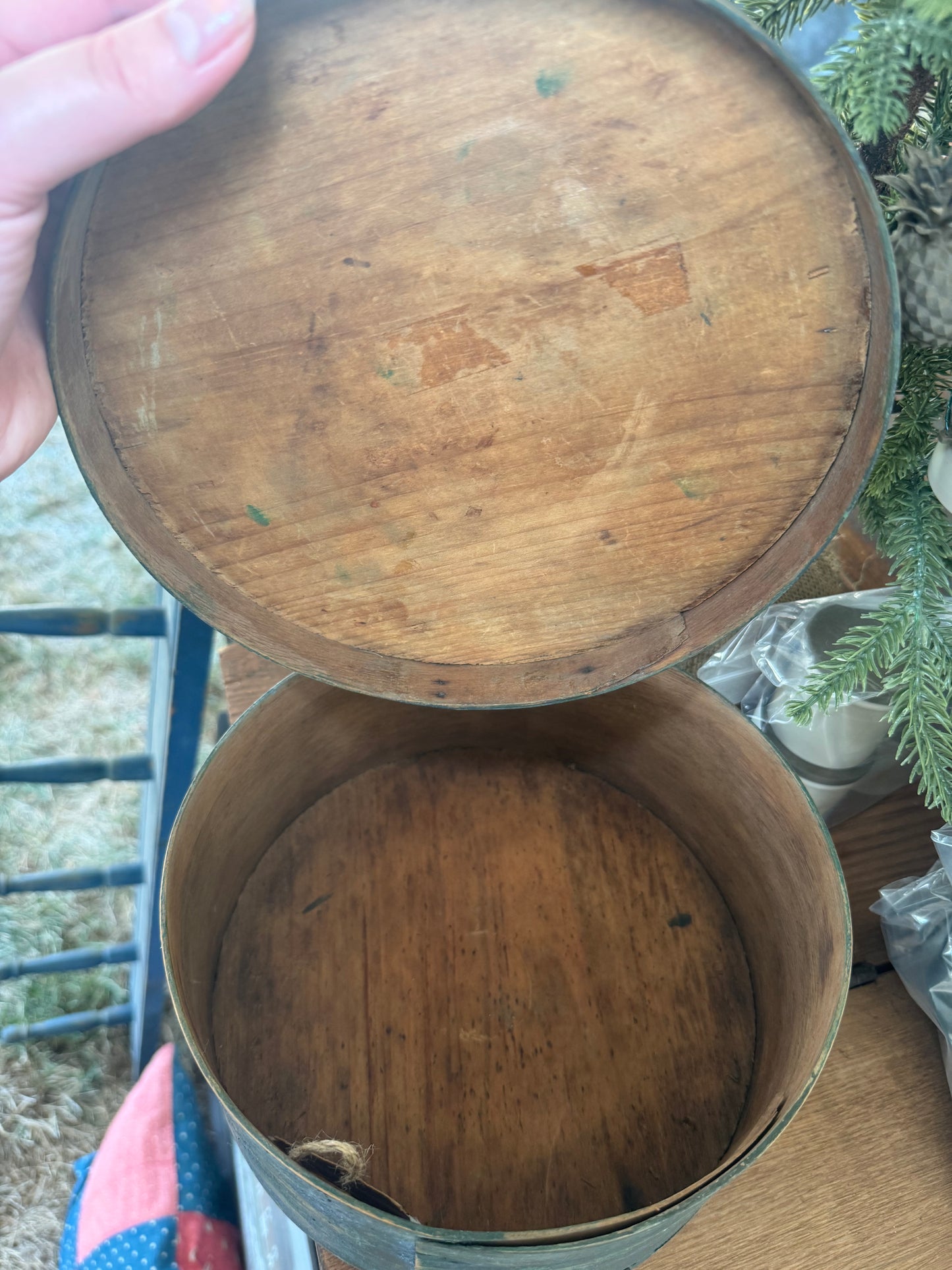 Early Pantry Box in Original Green Paint