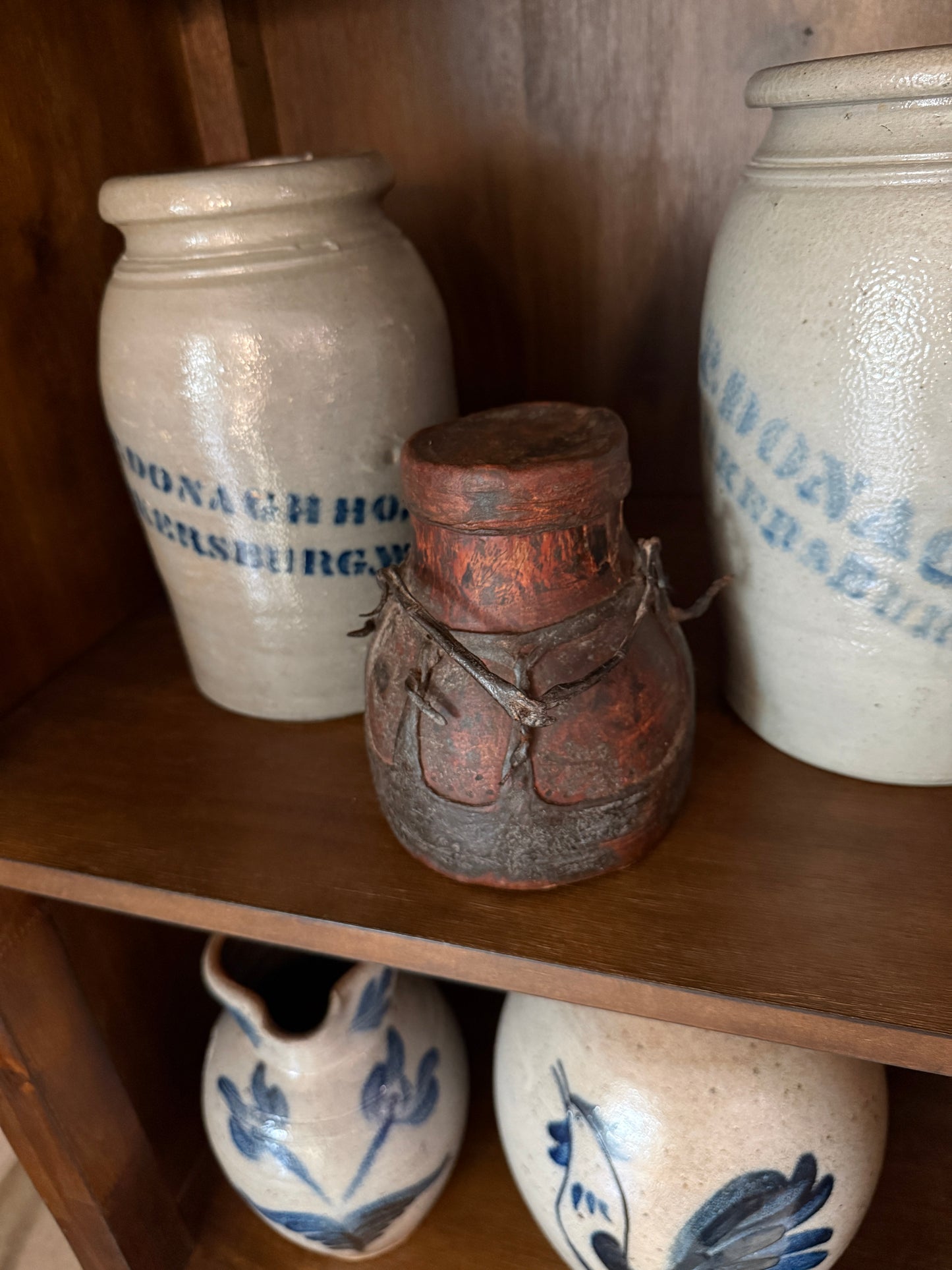 Reproduction Small Wooden Canteen/Keg Style Vessel with Leather Harness