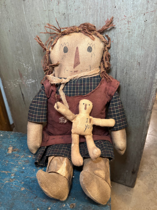 Raggedy Ann Doll with an “I Love You” Baby Doll