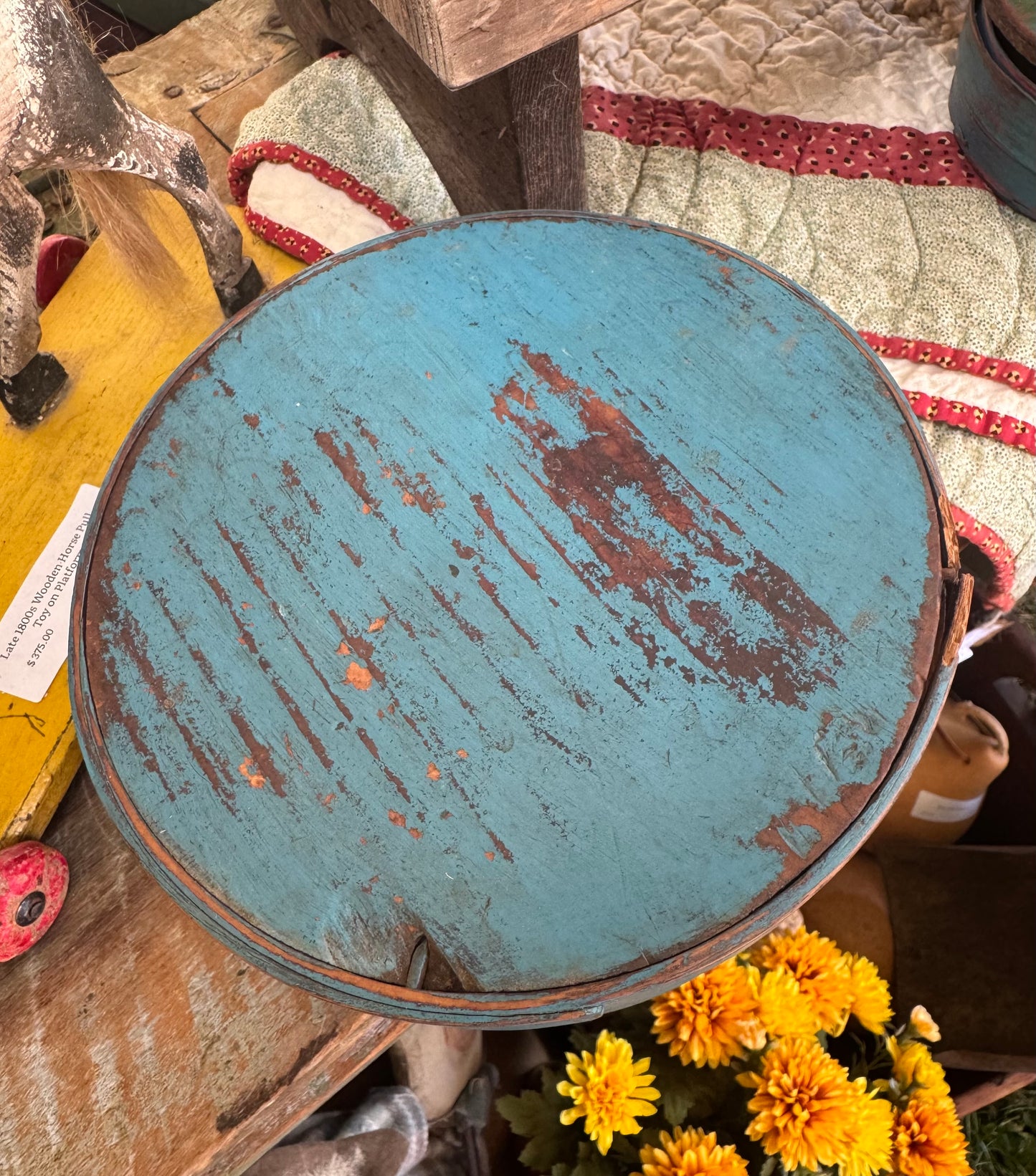 Early Medium Pantry Box in Original Blue Paint