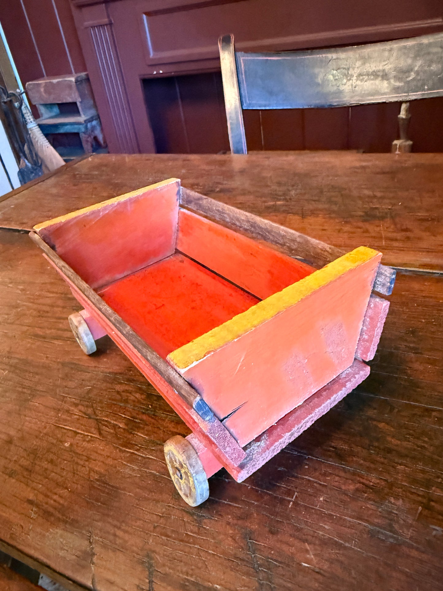 Painted Folk Art Toy Cart
