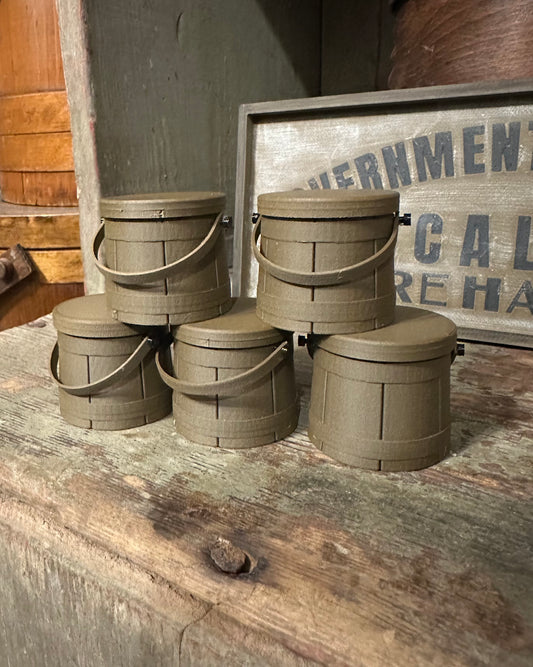 Set of 10 Mini Firkin Ornaments (available in colonial blue, walnut, black walnut, rosewood and black)