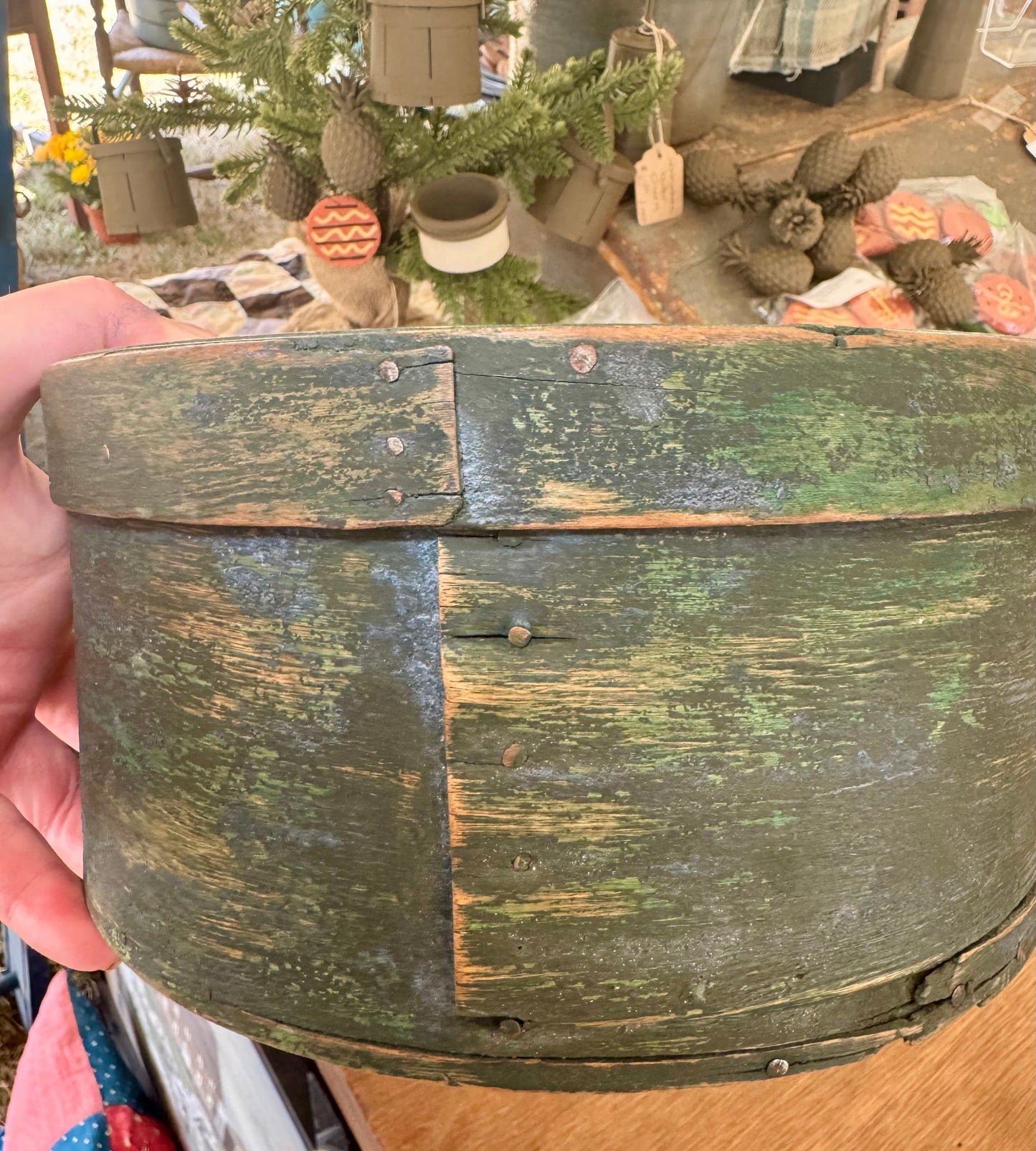 Early Pantry Box in Original Green Paint