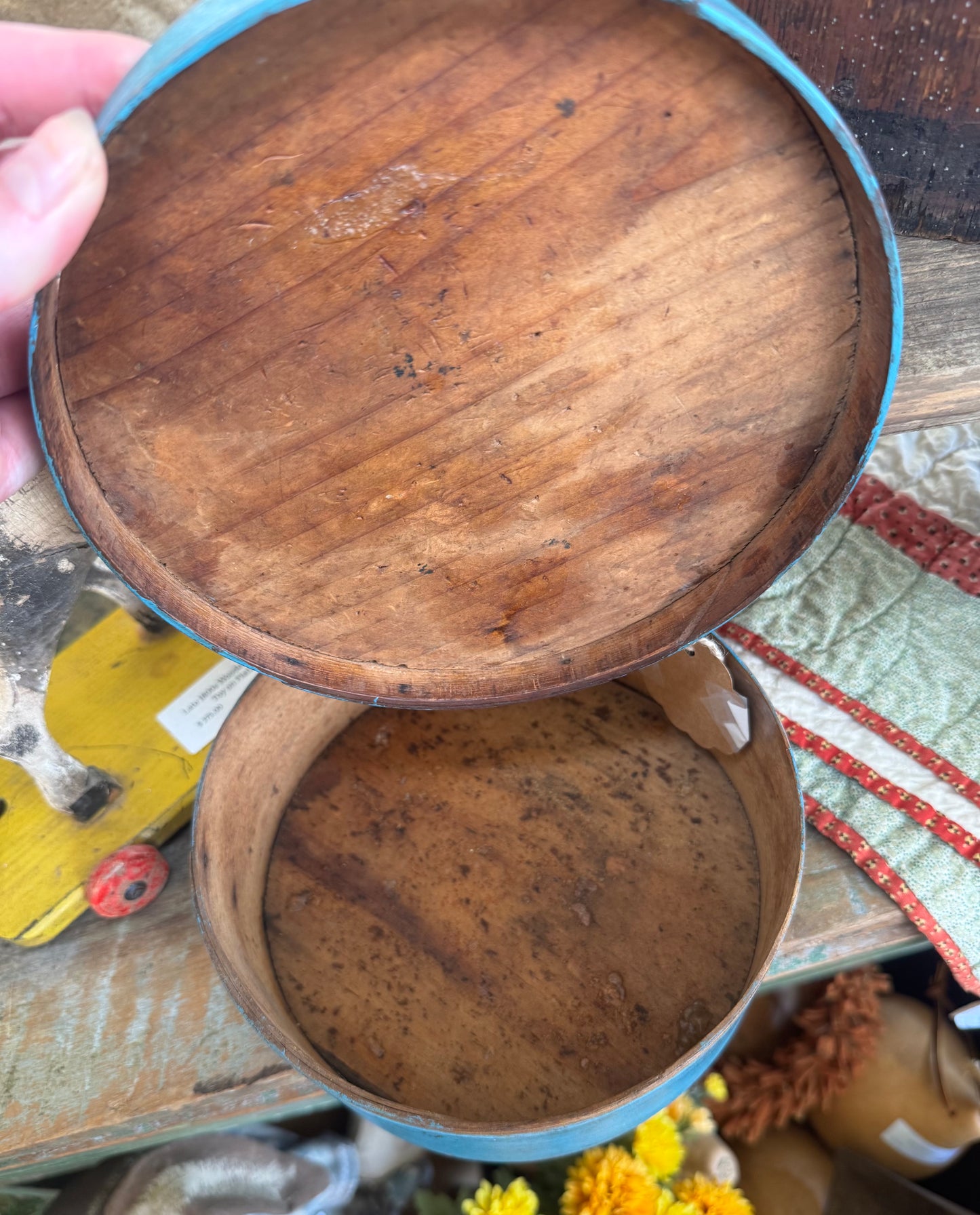 Early Medium Pantry Box in Original Blue Paint