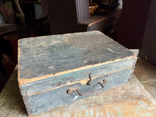 Early Document Box in Original Green Paint
