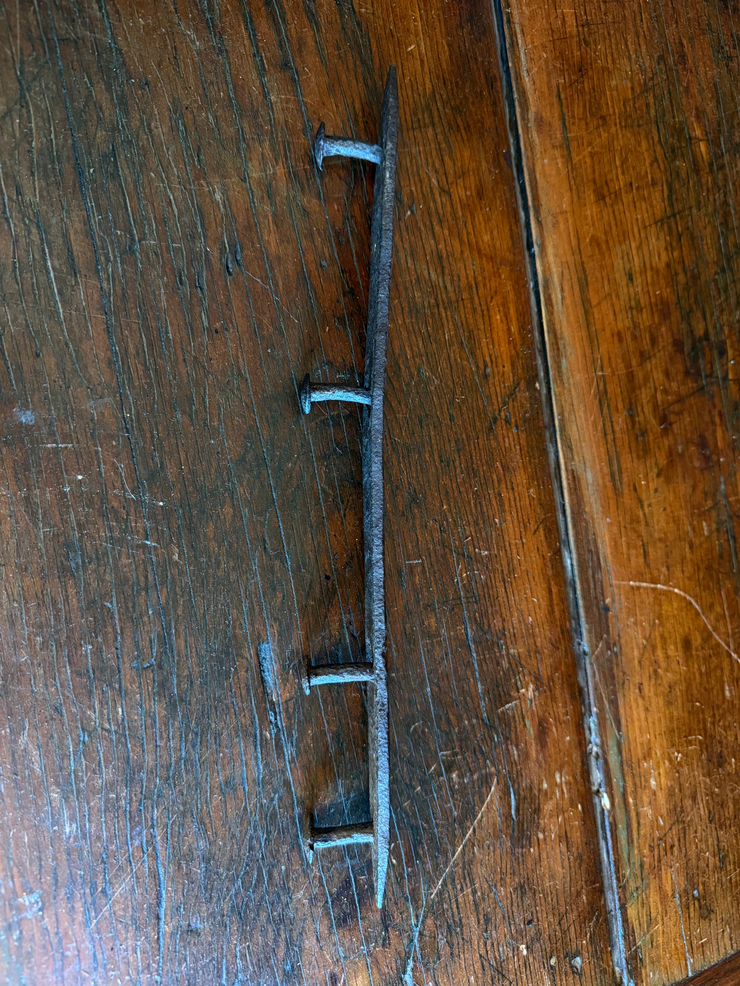Late 1700s-Early 1800s Hand-Forged Wrought Iron Hook Rack
