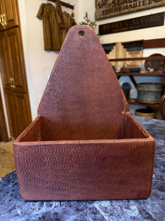 Reproduction Burgundy Wall Box with Grain Combing