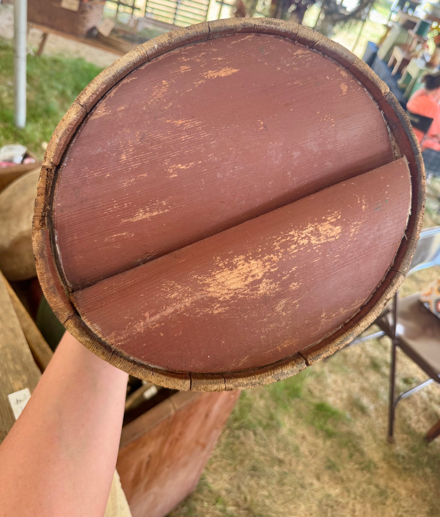 Early Water Bucket in Original Red Paint