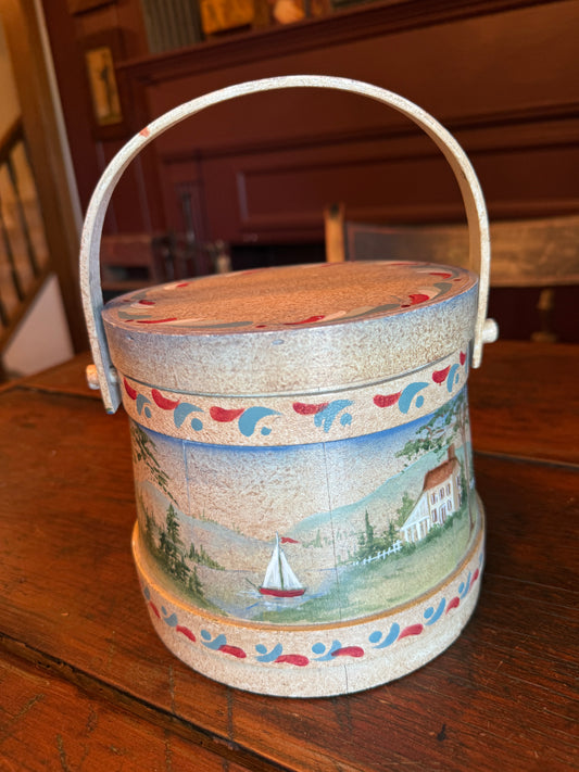 Folk Art Hand Painted Firkin