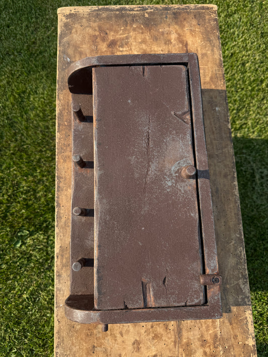 Reproduction Brown over Blue Wall Cupboard with Pegs