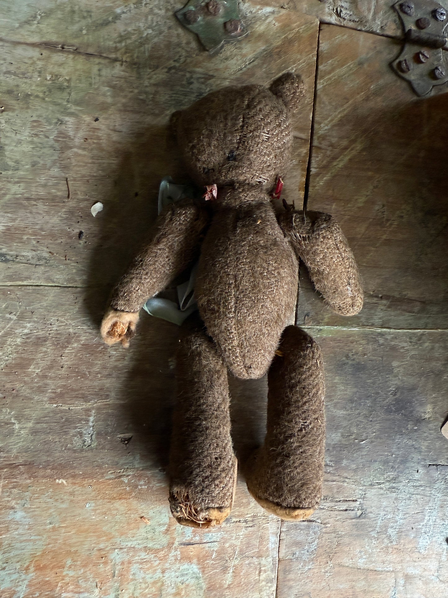 Small Mohair Bear with Light Blue Bow