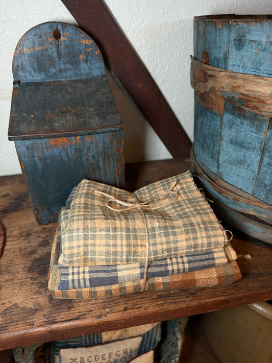 Blue/Brown Antique Homespun Fabric Stack