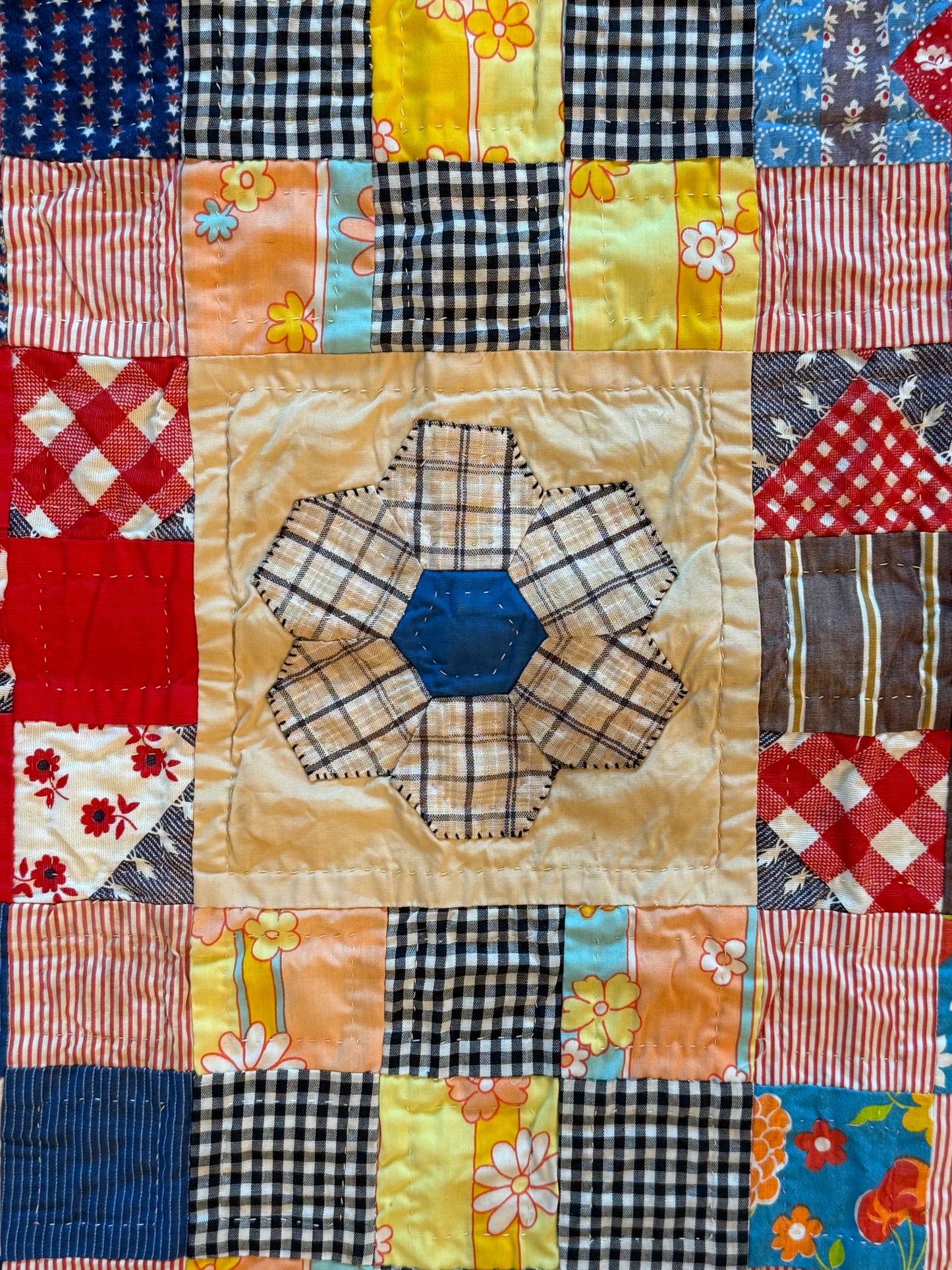 Small Handmade Vintage Quilt Square