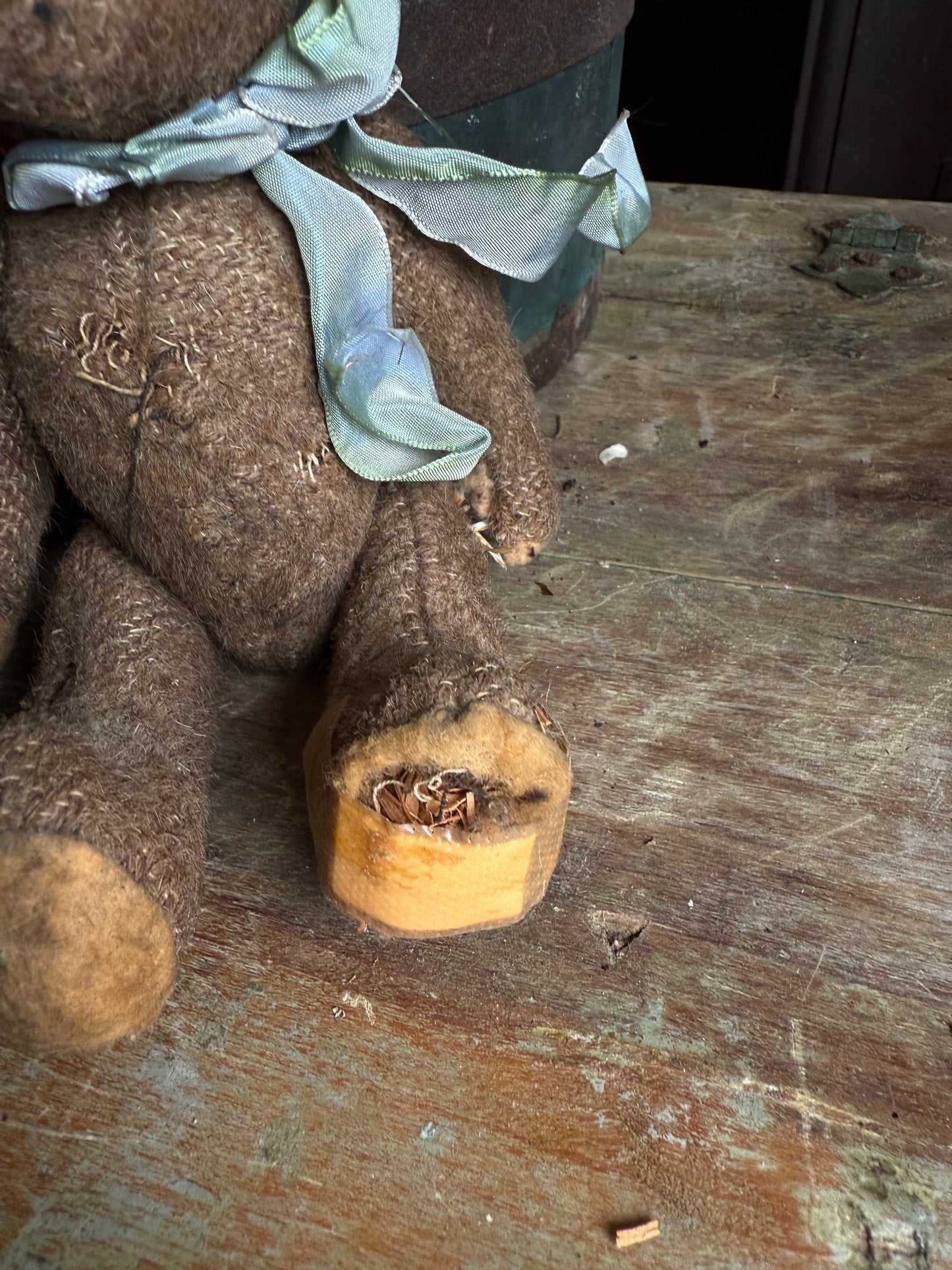 Small Mohair Bear with Light Blue Bow