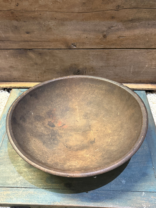 Early Wooden Bowl 15” ~ Nice Dark Patina (D)