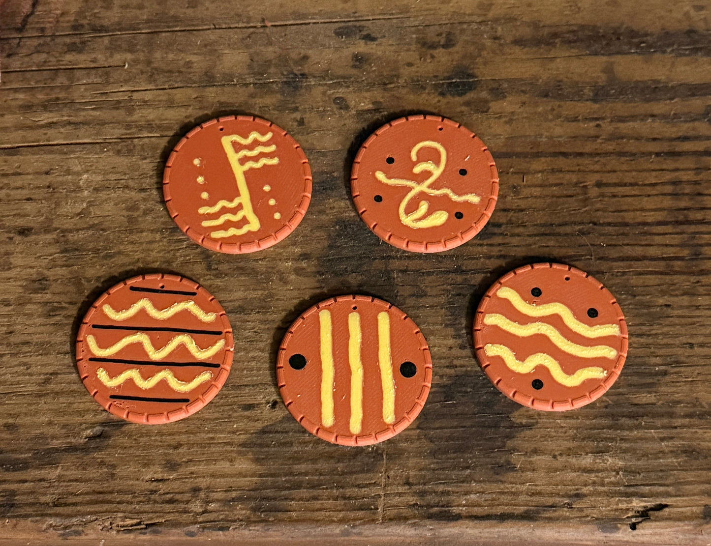 Set of 10 Miniature Faux Redware Plate Ornaments