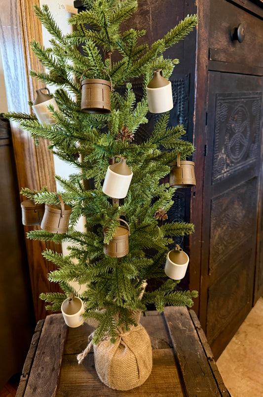 Set of 10 Miniature Firkins/Faux Stoneware Jug Ornaments