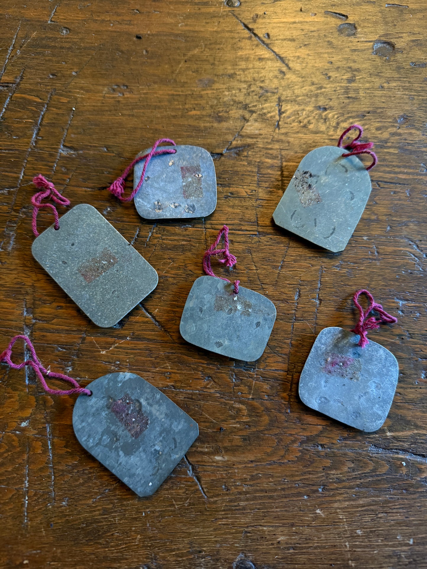 Set of 6 Primitive Tin Ornaments