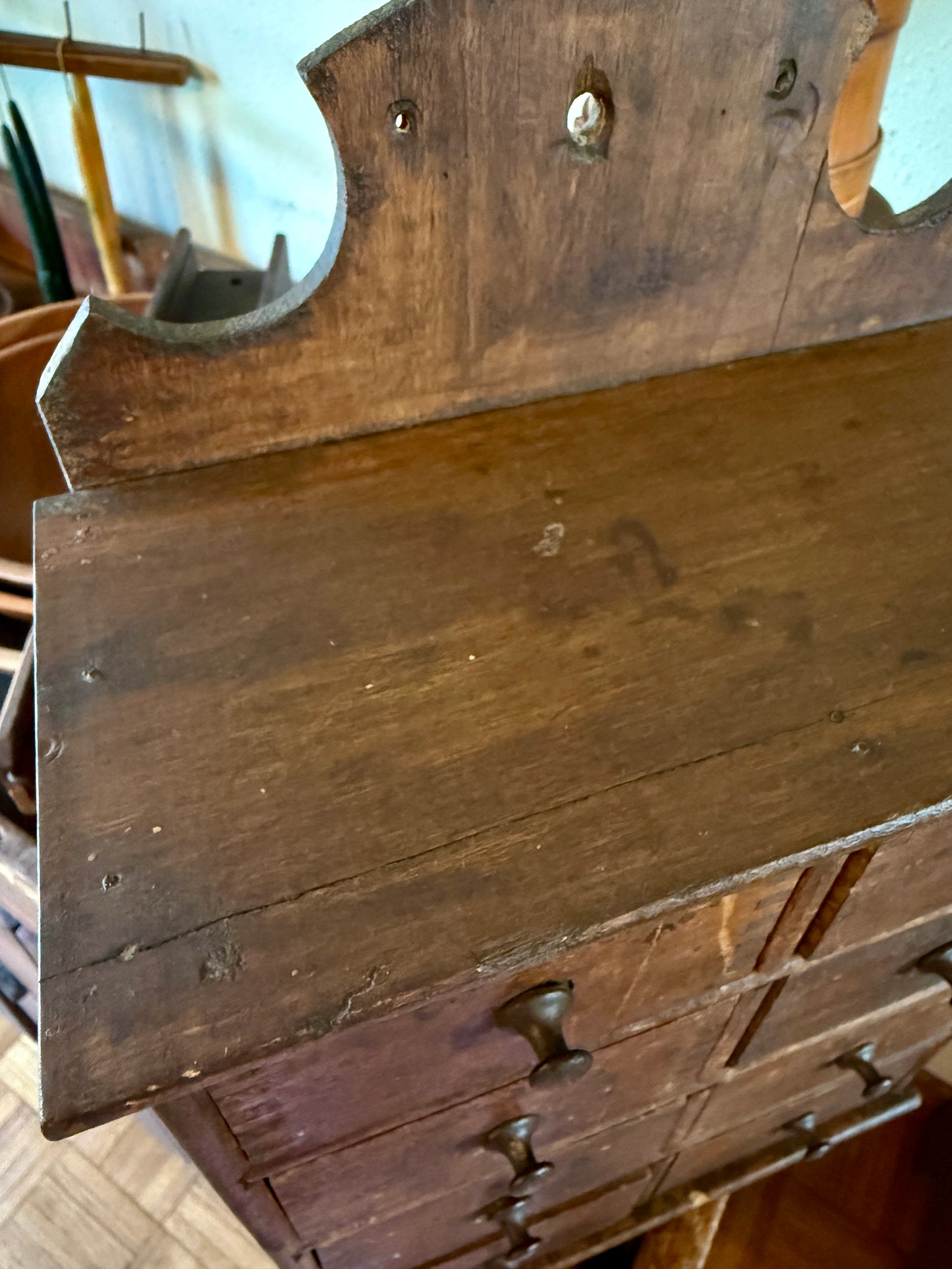 Beautiful Early Antique 8-Drawer Spice Cabinet