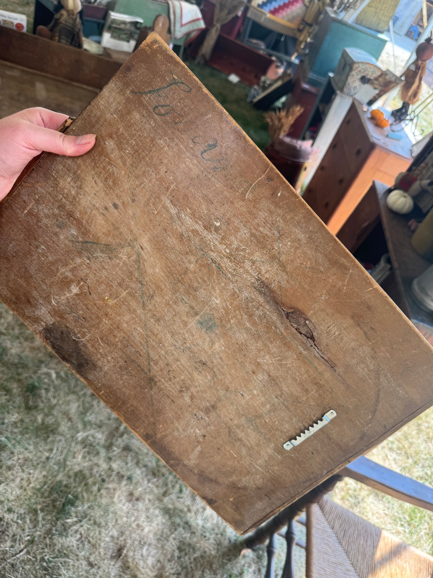 Antique Signed Checkerboard Breadboard Ends