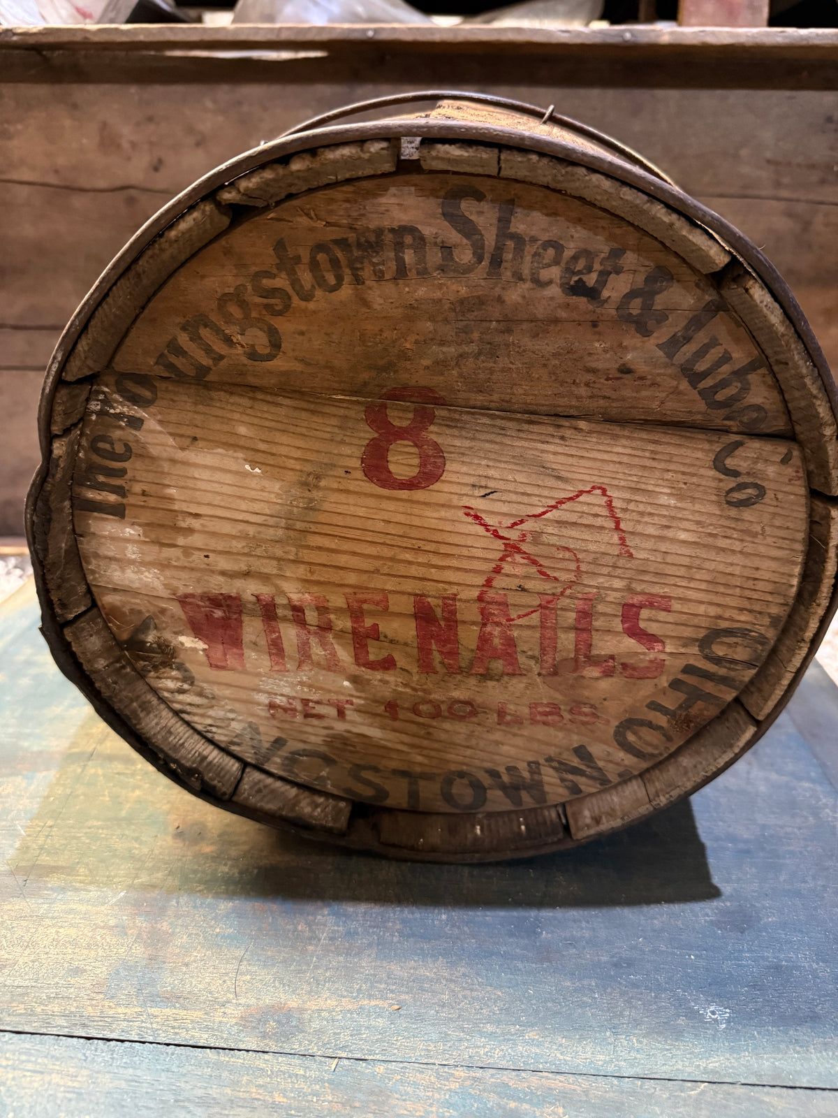 Early Make-Do Nail Keg Bucket ~ Youngstown, Ohio